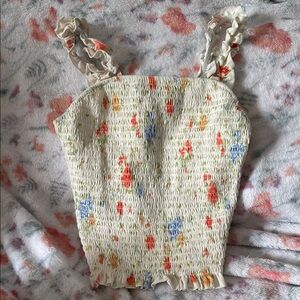 SO Cream Floral Smocked Tank Top